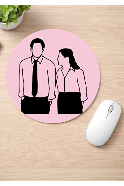 Eylül Design The Office Printed Round Non-Slip Mousepad Ergonomic Mouse Pad