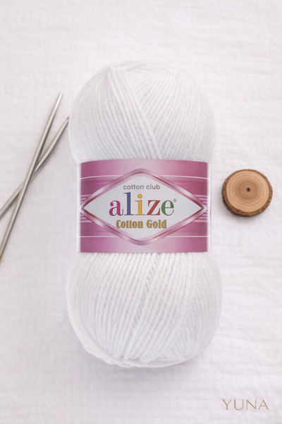 Alize Summer Cotton Ip Cotton Gold Amigurumi Punch Ipi 55 White