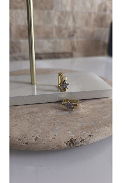 VOBEEYKU Special Series Zircon Stone Star Model Square Hoop Earrings