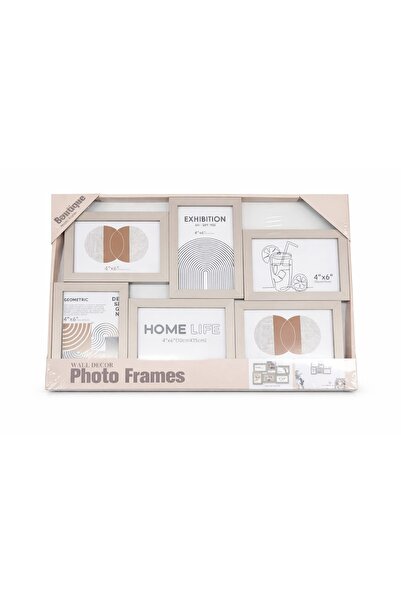 Omid Shop Modern 6'lı Antrasit / Koyu Gri Fotoğraf Çerçevesi Seti 4" x 6 " ( ...