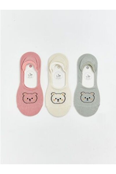 LC Waikiki Non-Slip Heel Patterned Women's Ballerina Socks 3-Piece