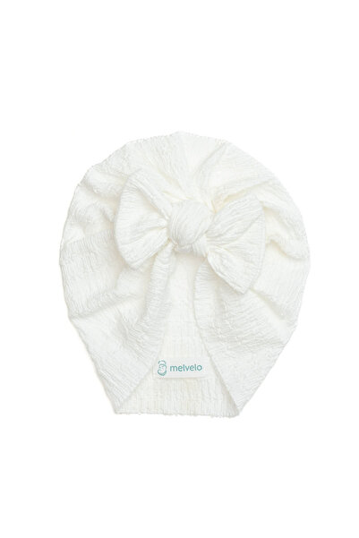 melvelo Baby turban with bow, cotton, Melvelo, Dusk - White 0-3 years