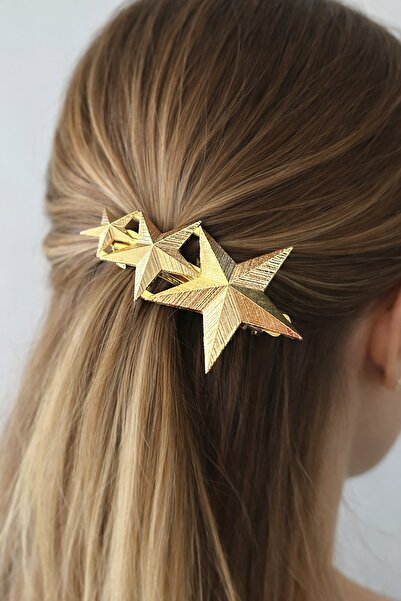 TAKIŞTIR مشبك معدني أوتوماتيكي على شكل نجمة ذهبية اللون