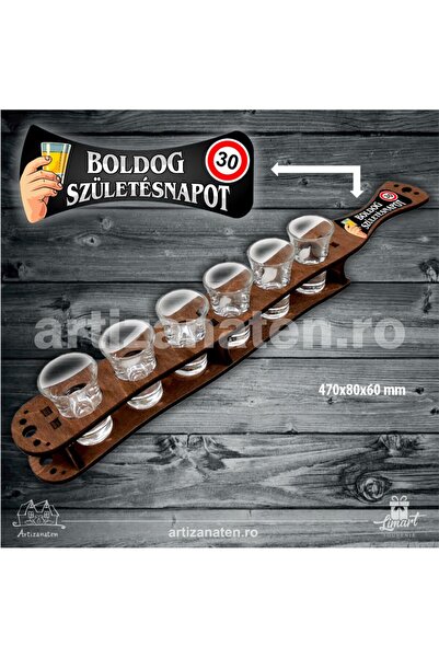 LimArt Stand with 6 brandy glasses 47x8x6 cm - 6x30 ml