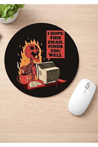 Eylül Design Fun Printed Round Non-Slip Mousepad Ergonomic English Mouse Pad