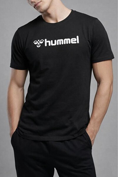 hummel Meselan 912448-2001 Black Men's T-Shirt 100% Cotton Crew Neck Basic
