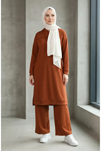 sefamerve Two-Thread Hooded Two-Piece Set 3084-04 Tan