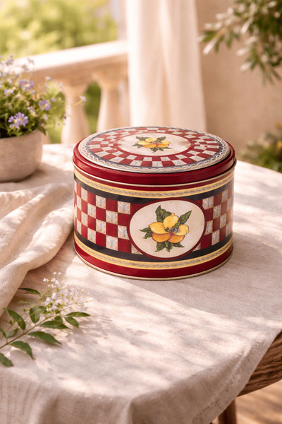 Sarkap Home La Dolce Vita Dekoratif Yuvarlak Metal Saklama Kutusu Kırmızı