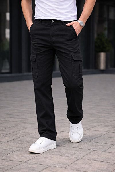 comstar Muški trend Široke nogavice ležerne crne široke pantalone