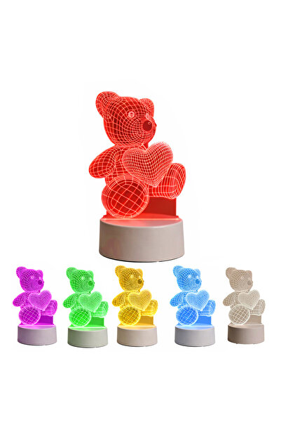 zola 3D RGB LED lamp teddy bear, batteries/USB, 22x11x8.5 cm