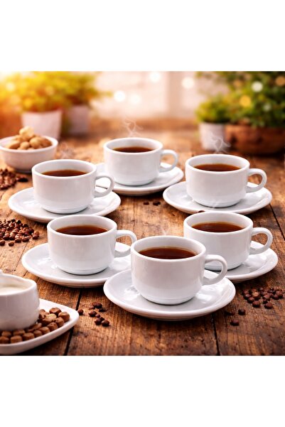 Dania ☕✨ Turkish and Espresso Coffee Cup Set, Premium White Porcelain – 12 Pi...