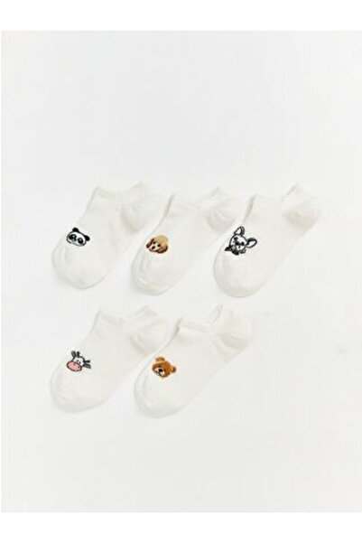 LC Waikiki Animal Printed Women's Sneaker Socks 5-Pack