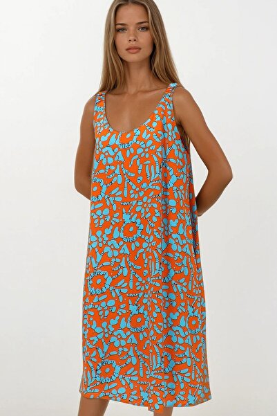 Trend Alaçatı Stili Μπλε του ουρανού φόρεμα με ελαστικούς ώμους, αμάνικο, άνε...