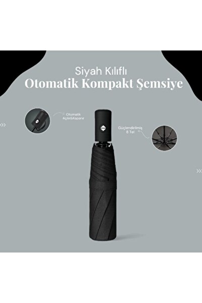 Genel Markalar Siyah Kılıflı Otomatik Kompakt Şemsiye