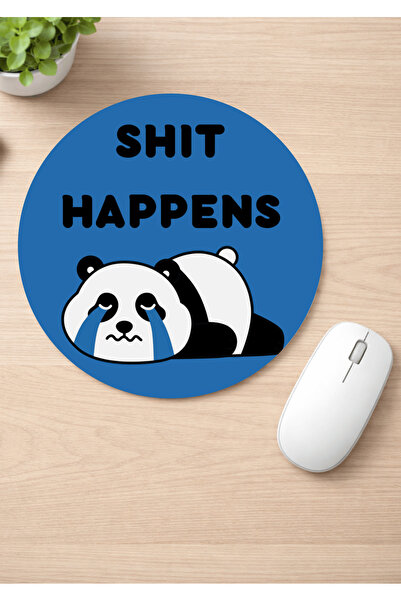 Eylül Design Fun Printed Round Non-Slip Mousepad Ergonomic English Mouse Pad