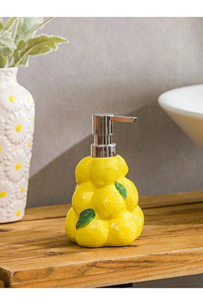 LC Waikiki Lcw Home Mixed Lemon Figured Ceramic Liquid Soap Dispenser