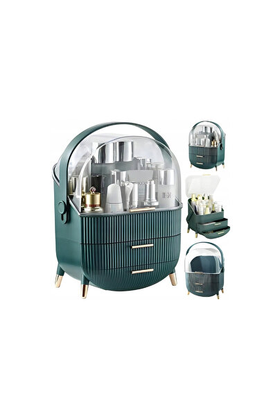 zola Σετ οργάνωσης μακιγιάζ με 2 συρτάρια, διαφανές καπάκι, 37x28x18,5 εκ.