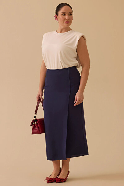 Gala-Xi Galaxi Women's Plus Size Ankle Length Classic Skirt 4001 Navy Blue