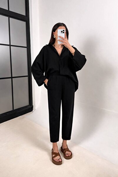 ÇEÇİM Γυναικείο oversized Γιακάς πουκαμίσου Χαλαρό Σετ ZYN-58898