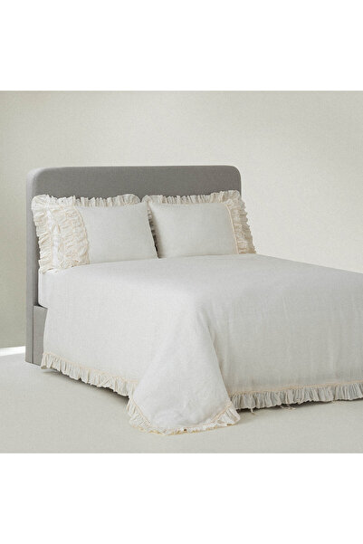 Ecocotton Miranda King Size Duvet Cover Set 100% Linen Piece Dye Cream 240X22...