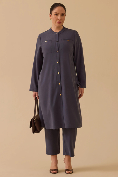 Gala-Xi Galaxi Women's Plus Size Judge Collar Long Cap 4003 Indigo