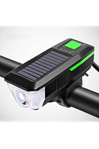 UBX Set solar bike light, horn and beep, LED, 3 light modes, USB, 6 tunes, 11...