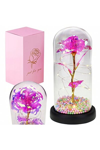 zola Декоративна златна роза в стъклен купол, LED, 22x9 см