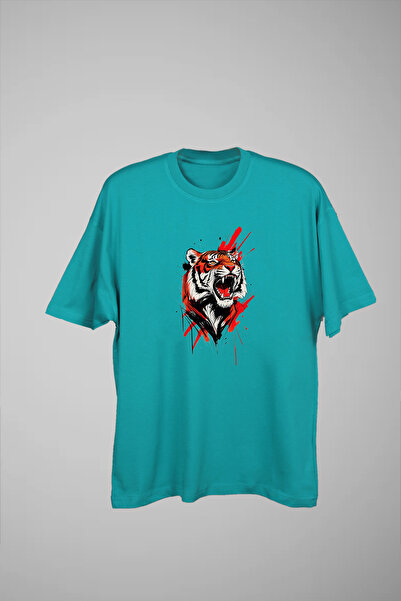 California ST Unisex 100% Cotton Tiger Printed Oversized T-Shirt - Artistic D...