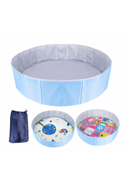 zola Сгъваем детски басейн с включена постелка, 100x100x30 см, син