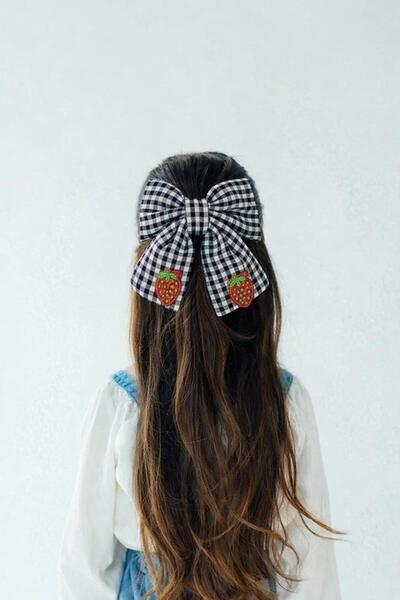 Katia&Bony Φιόγκος πουέντ με αξεσουάρ φράουλας, αυτόματη πόρπη, μαύρο