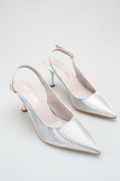 FEMME Women's Stiletto Pointed Toe Evening Dress Shoes Emily Silver