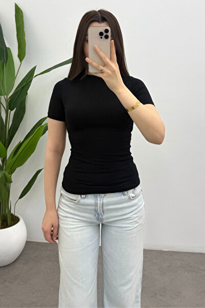 Bipantolon Γυναικεία μαύρη μπλούζα με κοντό μανίκι και λαιμόκοψη ποδηλάτου