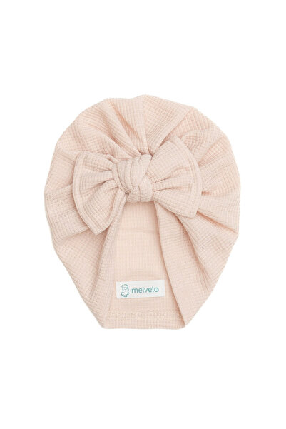 melvelo Turban pentru bebeluși, cu fundă, bumbac, Melvelo, Waffle - Roz Crem ...