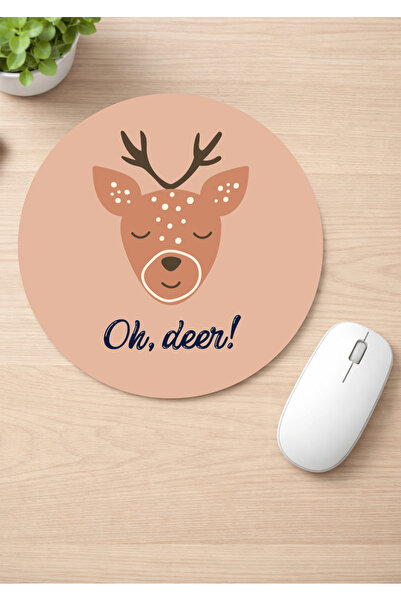 Eylül Design Fun Printed Round Non-Slip Mousepad Ergonomic English Mouse Pad