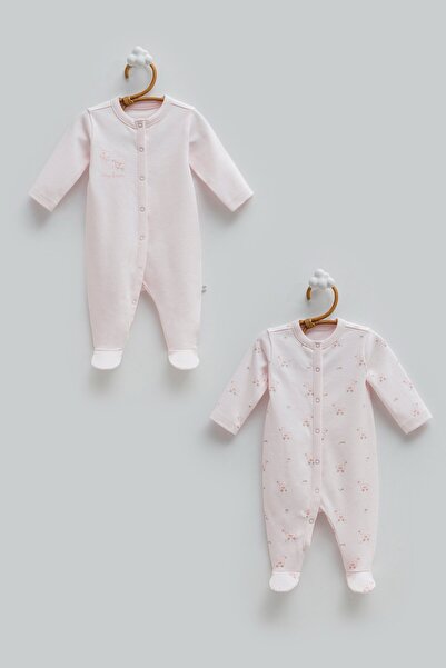 Caramell 0-3 Months Love Time Double Jumpsuit - Pink
