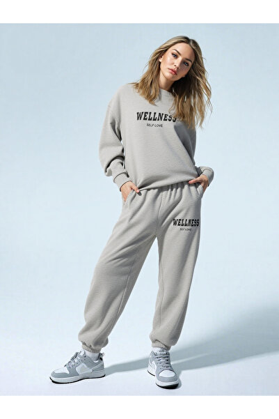 ship master Wellness Printed Gray Women's Tracksuit Set 100% Cotton 2 Thread ...