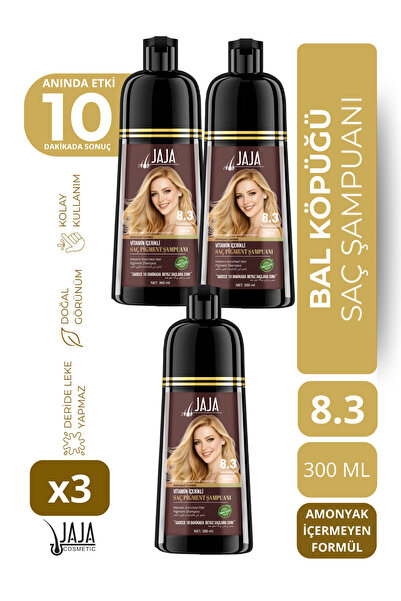 Jaja Bal Köpüğü Honey Foam Saç Pigment Şampuanı 8.3 | 300 ML x 3 Adet & Vitam...