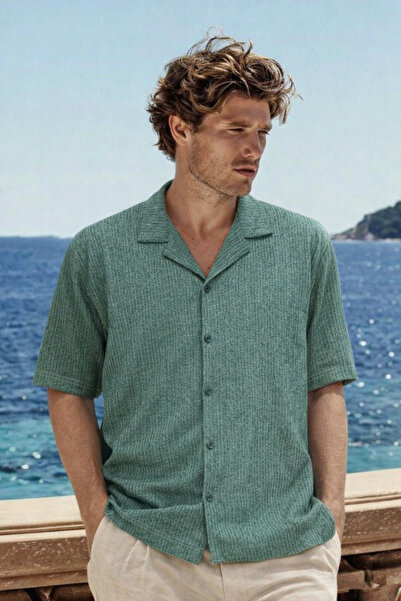 DAMGA JEANS Men's Premium Comfort Polo Collar Khaki Linen Shirt