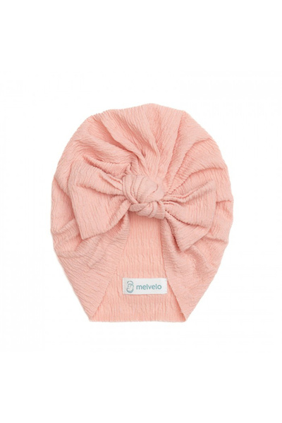 melvelo Turban pentru bebeluși cu fundă, bumbac, Melvelo, Dusk - Piersică 0-3...