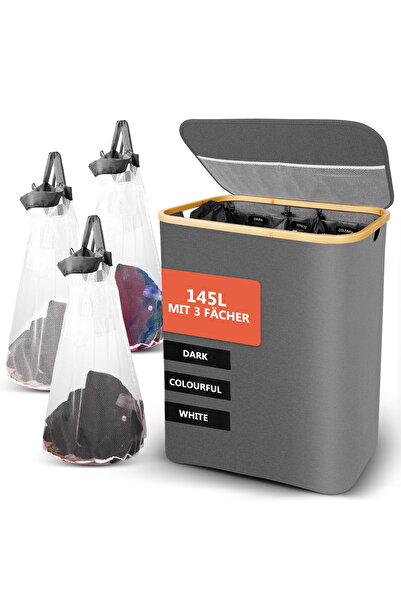 OEM Foldable laundry basket, with 3 compartments, 145L