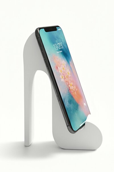 usin White High-Heeled Shoe Tabletop Mobile Phone Tablet Holder Stand Us-T002