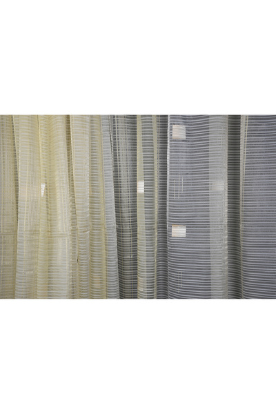 AKÇA TEKSTİL Organze 1950 Cream Color 5_3 Ready-Made Pleated Background Curta...