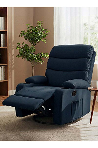 M SMART Rocking Swivel Soft Fabric Recliner Chair, Lazy Boy Chair with Dual C...
