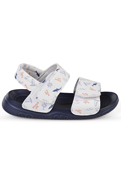 Civil Boys صندل بنمط القرش مقاس 26-32 - أبيض