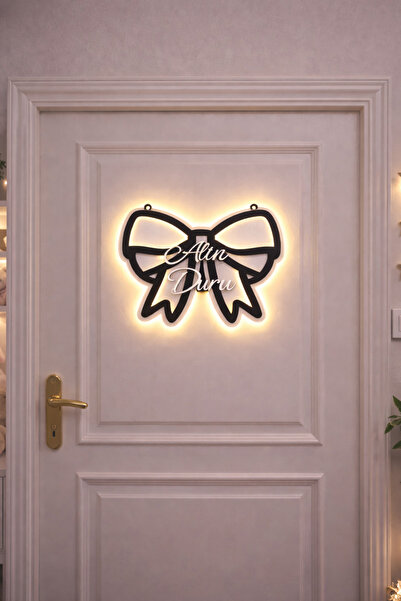 metora FİYONK 4 mm MDF 2 katman Kişiye Özel LED Işıklı Fiyonk Kapı Süsü–Gün I...