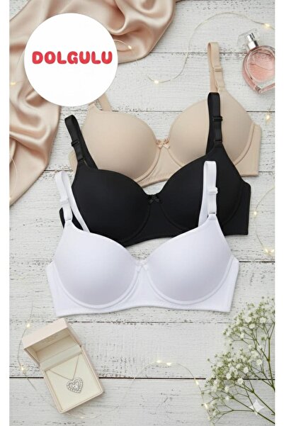 irem içgiyim Women's Padded 3-Piece Bra with Underwire for Comfortable Daily Use