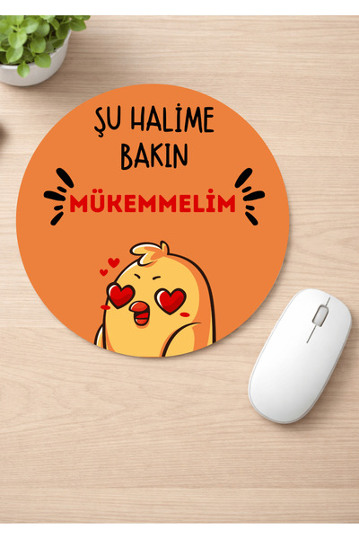 Eylül Design Fun Printed Round Non-Slip Mousepad Ergonomic Mouse Pad
