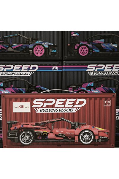 SPEED Building Blocks 1:18 Ölçekli Çek-Bırak Kırmızı Yarış Arabası - 426 Parç...