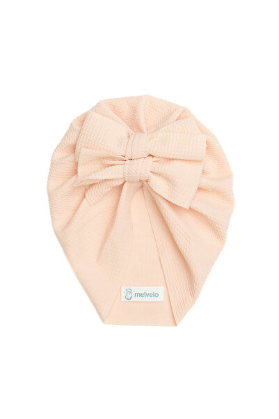 melvelo Turban pentru bebeluși cu două funde, bumbac, Melvelo, Rice - Roz Cre...