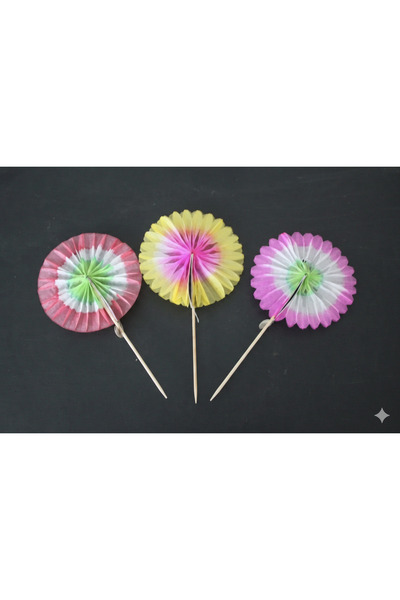 Partihane Nostalji Yelpaze Pasta Süsü 10 cm 3’lü